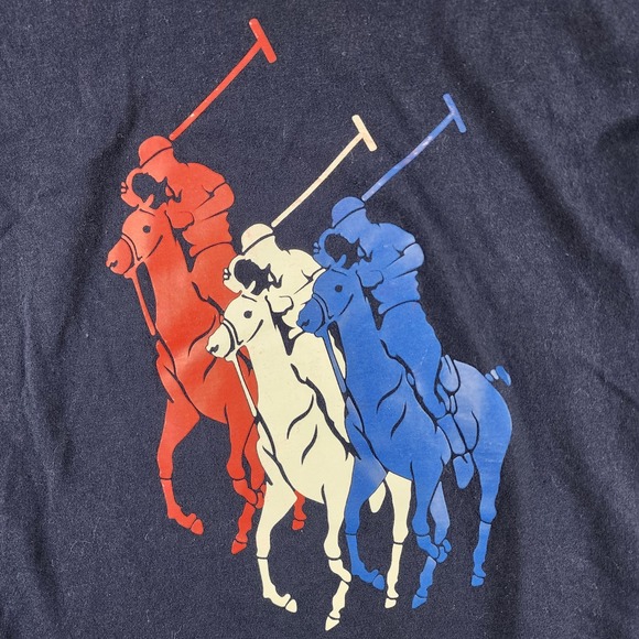 Polo Ralph Lauren Classic Fit T-Shirt Medium Blue Triple Polo Player Tee - Picture 4 of 9